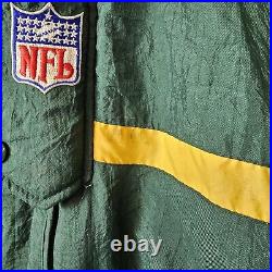 Vtg 90s Logo Athletic Pro Line Green Bay Packers Puffer Jacket Hooded Coat XL