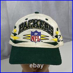 Vtg Green Bay Packers Diamond Cut Snapback Hat Cap Logo Athletic Two Tone Read