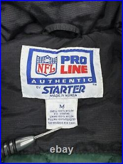 Vtg Green Bay Packers Jacket Adult Black Green Starter Pro Line 90s Pullover M