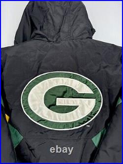 Vtg Green Bay Packers Jacket Adult Black Green Starter Pro Line 90s Pullover M