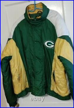 Vtg Green Bay Packers Jacket Size 2XL puffy full zip NFL Team Colors Carl Banks