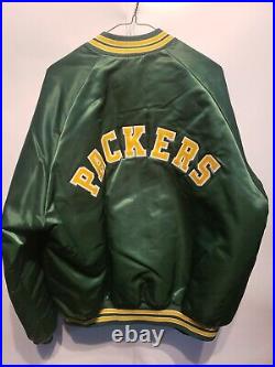 Vtg Green Bay Packers NFL Football Satin Snap Varsity Jacket Chalk Line Mens XL