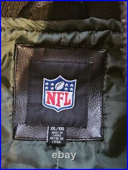 Vtg Green Bay Packers NFL Giii Faux Leather Jacket Zip Up Coat Football XXL