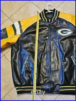 Vtg Green Bay Packers NFL Giii Faux Leather Jacket Zip Up Coat Football XXL