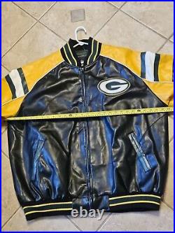 Vtg Green Bay Packers NFL Giii Faux Leather Jacket Zip Up Coat Football XXL