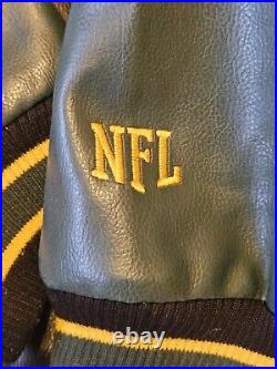 Vtg Green Bay Packers NFL Giii Faux Leather Jacket Zip Up Coat Football XXL