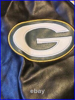 Vtg Green Bay Packers NFL Giii Faux Leather Jacket Zip Up Coat Football XXL