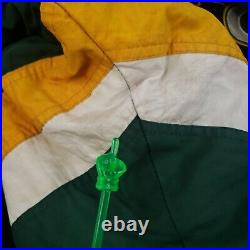 Vtg Green Bay Packers Starter Jacket Mens Medium Black Full ZIp Puffer Hooded