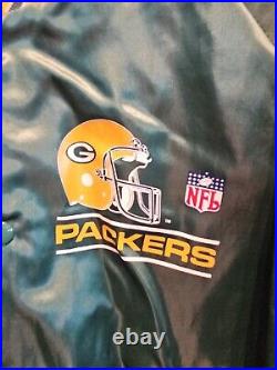 Vtg Green Bay Packers Vintage Satin Snap Jacket Chalk Line Mens XL NFL Football