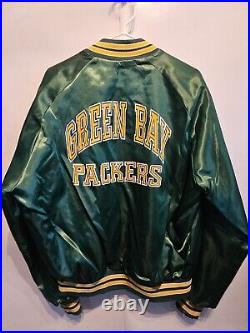 Vtg Green Bay Packers Vintage Satin Snap Jacket Chalk Line Mens XL NFL Football