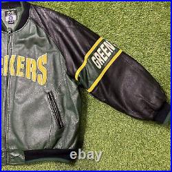 Vtg Mirage NFL Green Bay Packers Leather Double Embroidery Bomber Jacket Men XXL